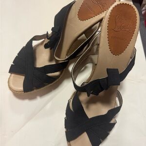 Christian Louboutin Black Espadrille Wedges